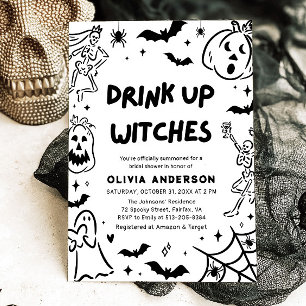 Invitation Halloween squelette Fête des mariées fantôme