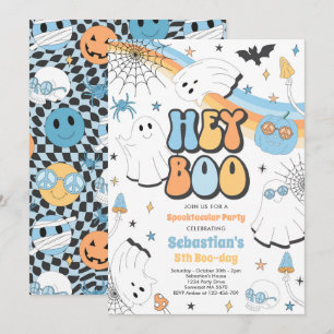 Invitation Halloween Super mignonne fantôme Hey Boo fête d'an