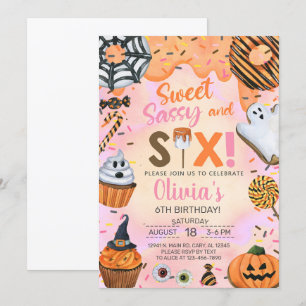 Invitation Halloween Sweet sassy six fille 6e anniversaire in