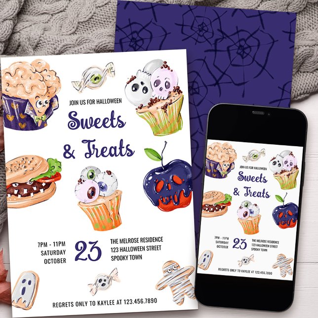 Invitation Halloween Sweets and Treat Revolting Party Food (Halloween Party Invitation with revolting sweets and treats )