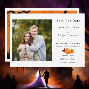 Invitation Halloween Thème Photo Mariage Enregistrer La Date