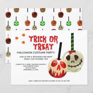 Invitation Halloween Trick ou traiter crâne bonbon