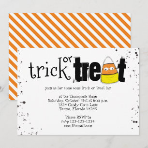 Invitation Halloween Trick Ou Treat mignon Corn de bonbons si