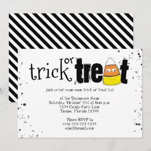 Invitation Halloween Trick Ou Treat mignon Corn de bonbons si