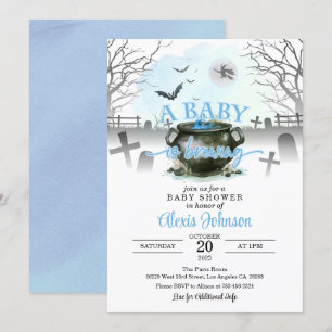 Invitation Halloween Un bébé brasse Baby shower bleu