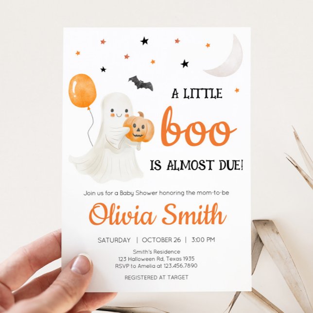 Invitation Halloween Un petit livre est presque dû Baby showe (A Little Boo Baby Shower Invitation )