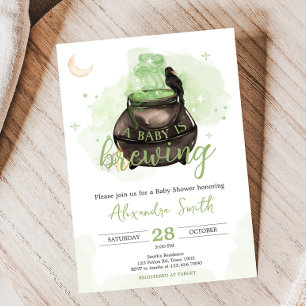 Invitation Halloween verte Un bébé brasse Baby shower