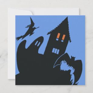 Invitation Halloween vintage, effrayante Maison hantée et sor