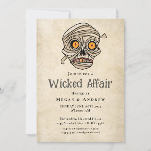 Invitation Halloween Vintage Gothique crâne de Wicked Affair