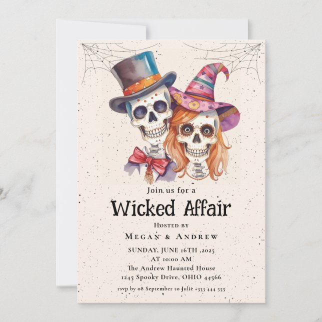 Invitation Halloween Vintage Gothique Skull Invit (Devant)