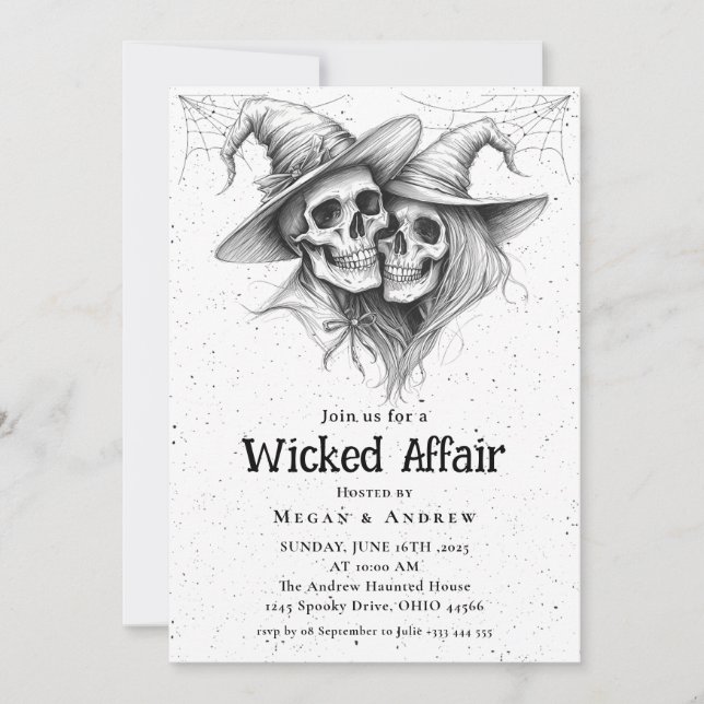 Invitation Halloween Vintage Gothique Skull Invit (Devant)