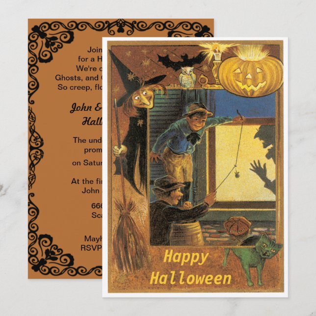 Invitation Halloween vintage Pranksters Halloween (Devant / Derrière)
