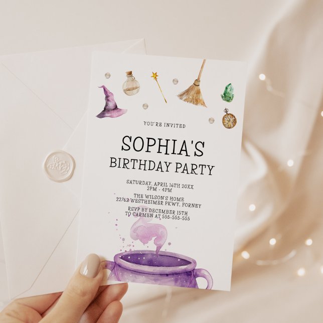 Invitation Halloween Watercolor Witch fête d'anniversaire (Créateur téléchargé)