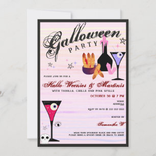 Invitation Halloween Weenies & Martinis Soirée de Goules Somb