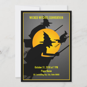 Invitation Halloween Wicked Witches Convention Funny Party