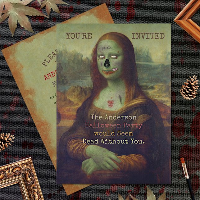 Invitation Halloween Zombie Mona Lisa Fête Éffrayante d'horre (Créateur téléchargé)