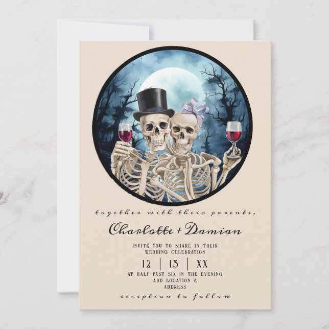 Invitation Hallowen Gothic Skuls Tarot Le Mariage des amoureu (Devant)