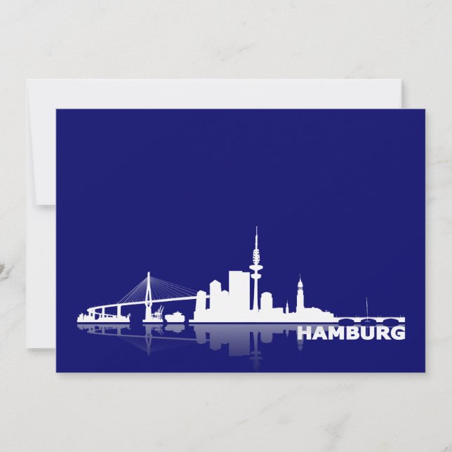 Invitation Hambourg City Skyline Karte /Klappkarte/Einladung (Devant)