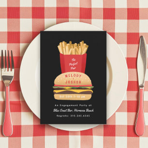 Invitation Hamburger et Fries Parfait Pair Couple’s Douche