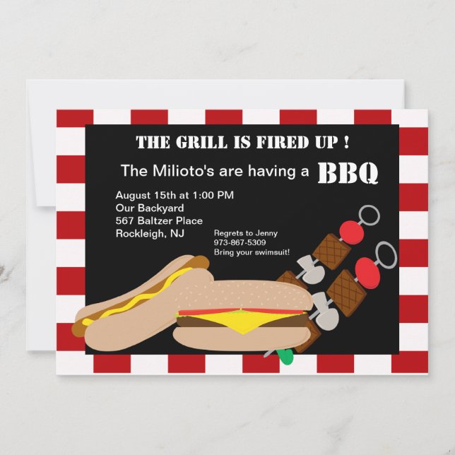 Invitation Hamburger et hot dog avec l'invitation de barbecue (Devant)