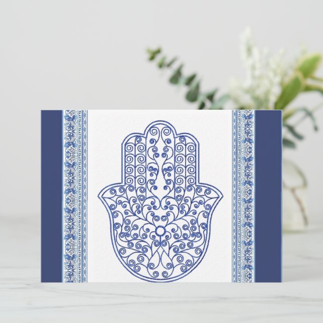 Invitation hamsa*tunis*maroc*henné*bleu (Debout devant)