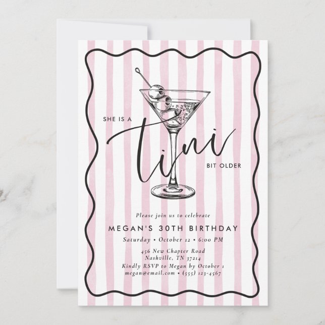 Invitation Hand Drawn A Tini Bit Older 30’s Birthday Party  (Devant)