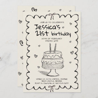 Invitation Hand Drawn Adult Scribble Birthday 