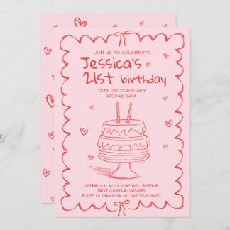 Invitation Hand Drawn Adult Scribble Birthday 