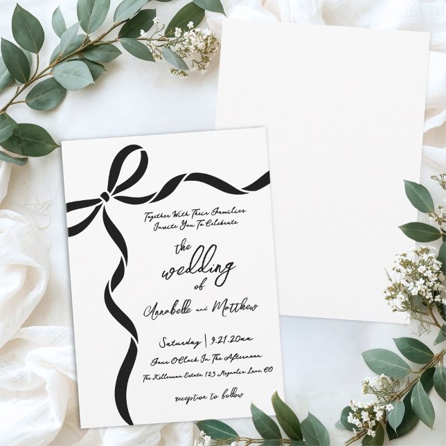 Invitation Hand Drawn Bow Whimsical Wedding (Hand Drawn Bow Whimsical Wedding Invitation)