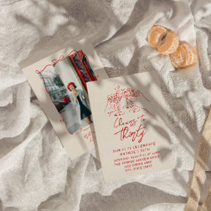 Invitation Hand Drawn Cheers To Thirty 30th Photo Birthday