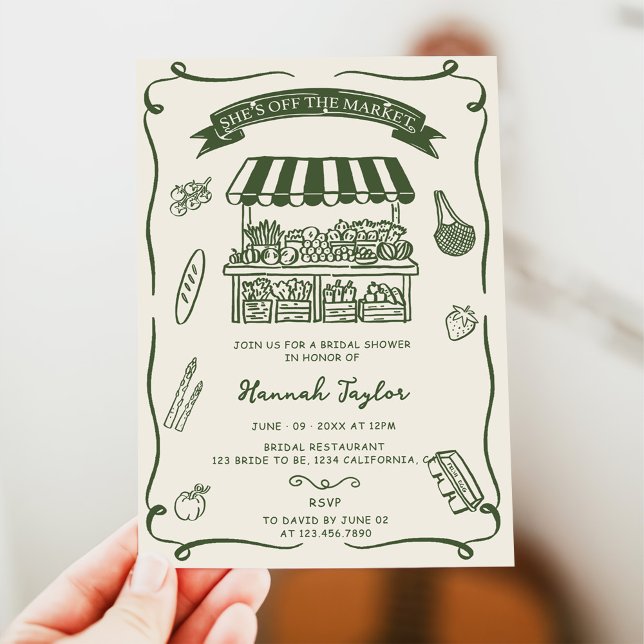 Invitation Hand Drawn Fresh Off the Market Bridal Shower (Créateur téléchargé)