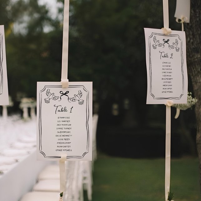 Invitation Hand drawn Funky Doodle Wedding Table Seating (Créateur téléchargé)