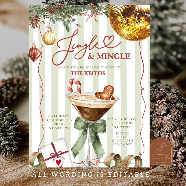 Invitation Hand Drawn Jingle and Mingle Christmas Party (Créateur téléchargé)