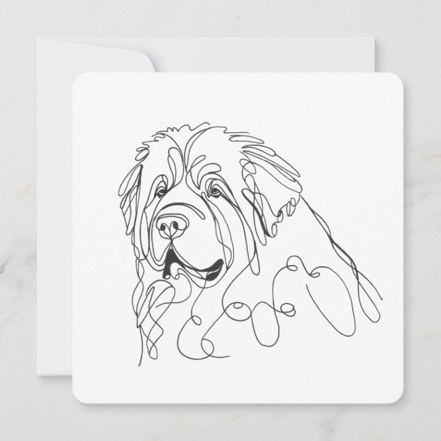 Invitation Hand Drawn Newfoundland Minimalist Line Art (Devant)