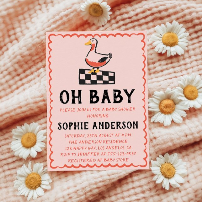 Invitation Hand Drawn Rustic Goose Oh Baby Shower (Créateur téléchargé)