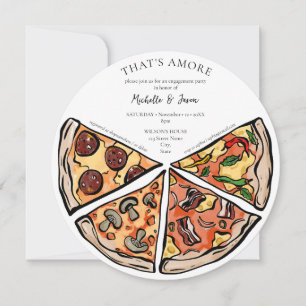 Invitation Hand Drawn That's Amore Pizza Fiançailles italien