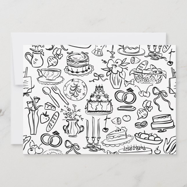 Invitation hand drawn wedding marriage vegan vegetarian (Devant)