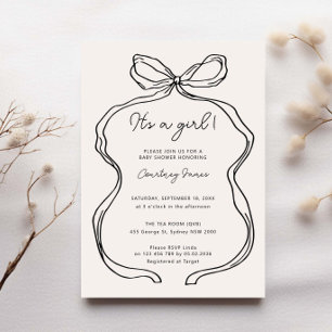 Invitation Hand Drawn Whimsical c'est un baby shower fille