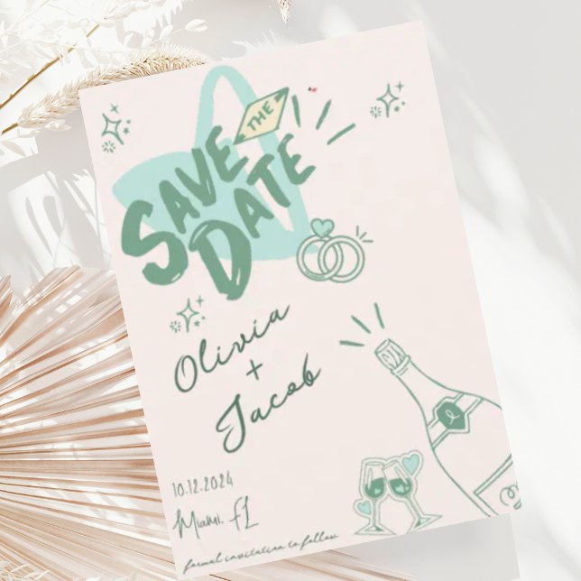 Invitation Hand trendy Hand Drawn Sage Scribble Fun Enregistr (Créateur téléchargé)