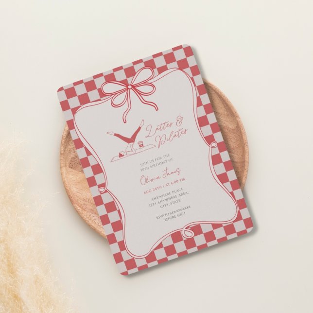 Invitation Handmade lattes and pilates bithday (Créateur téléchargé)