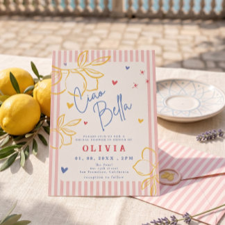 Invitation Handrawn Ciao Bella lemon Italian Bridal Shower