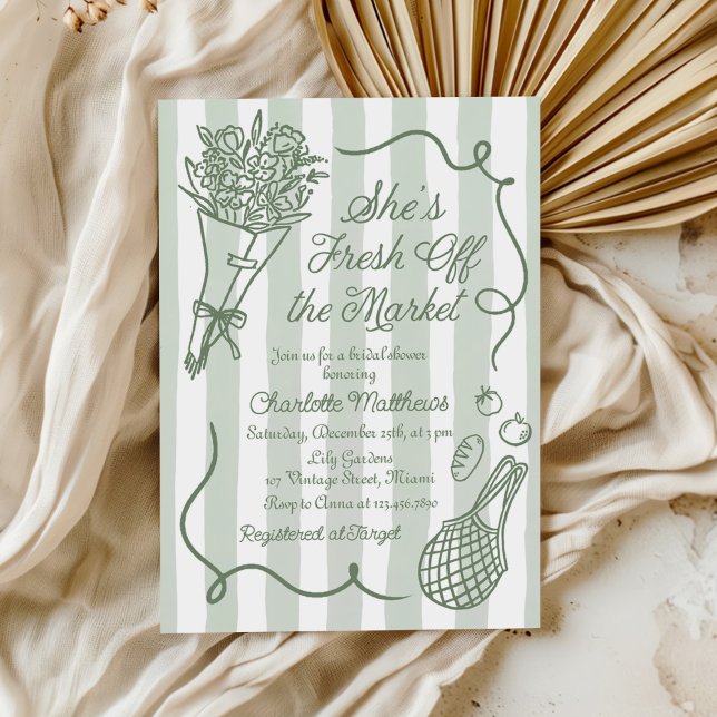 Invitation Handrawn Fresh Off the Market Bridal Shower (Créateur téléchargé)