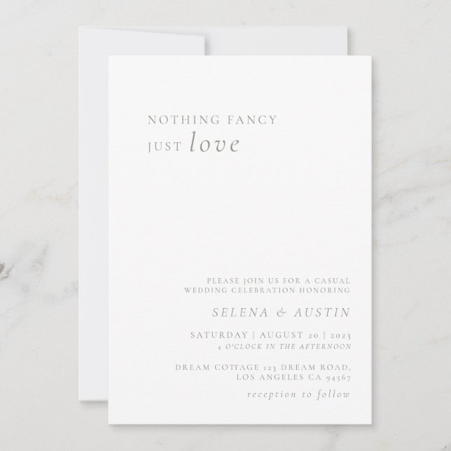 Invitation Handscript minimaliste Rien De fantaisiste Juste A (Devant)