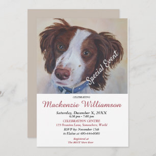 INVITATION HANDSOME SETTER PUPPY SOUHAITE HEUREUX ANNIVERSAIR
