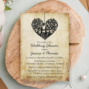 Invitation Hanging Heart Tree Vintage Mariage Douche
