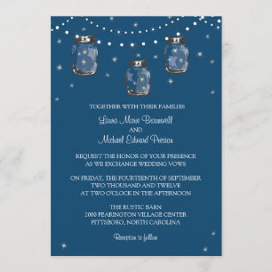 Invitation Hanging Mason Jars and Fireflies