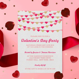 Invitation Hanging String Love Hearts Saint-Valentin