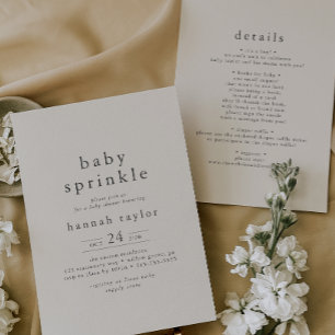Invitation HANNAH Vintage Crème Boho Simple Bébé Sprinkel