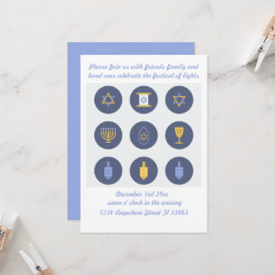 Invitation Hanoukka Mignonne Fête Simple Party