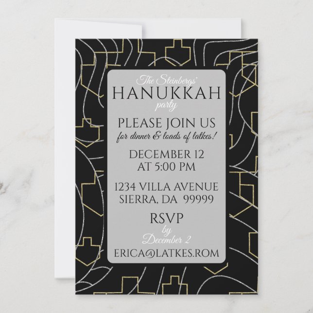 Invitation Hanoukka Silver Gold Design (Devant)